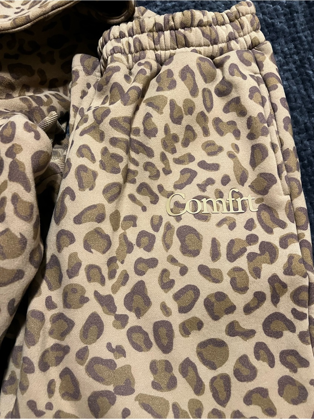 Comfort Women's Leopard Print Joggers & Hoodie Set - Tan/Brown - Picture 2 of 5